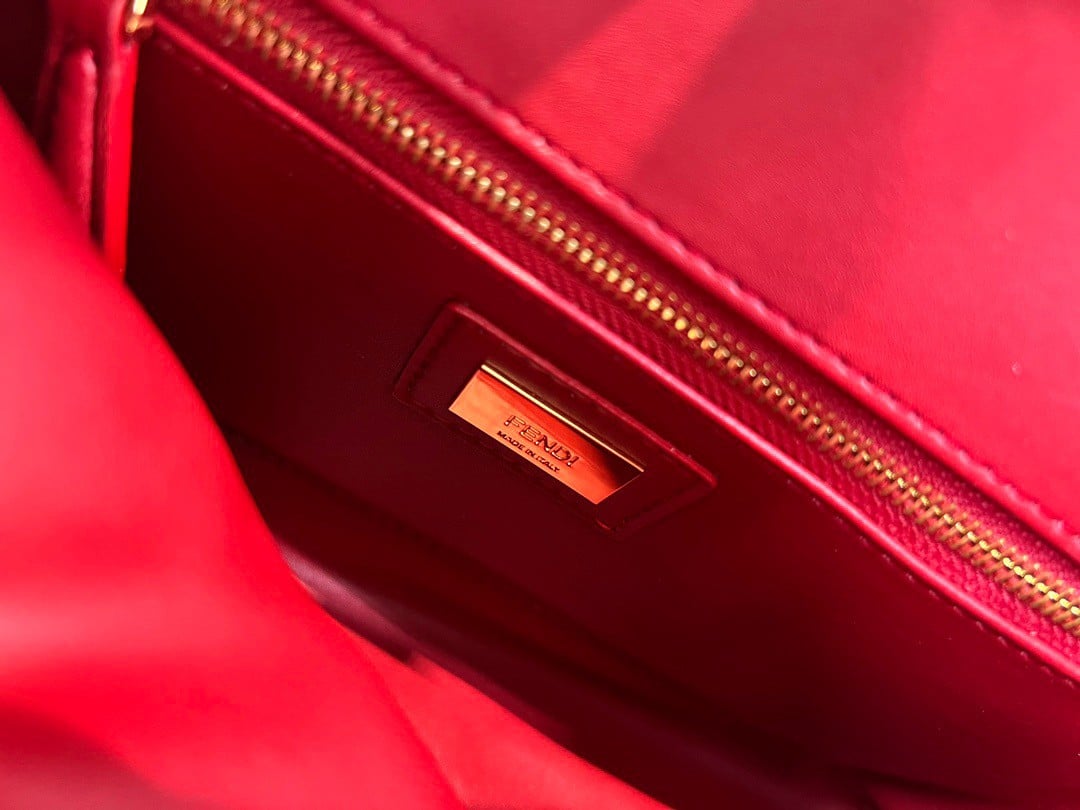 Fendi Peekaboo Mini Bag In Red Nappa Leather