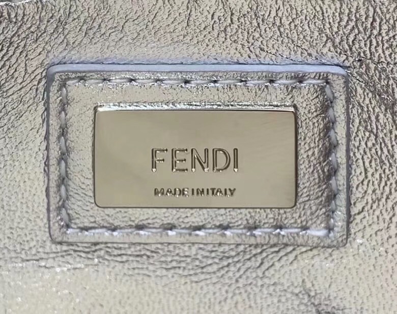 Fendi Peekaboo Mini Bag In Silver Metallic Lambskin