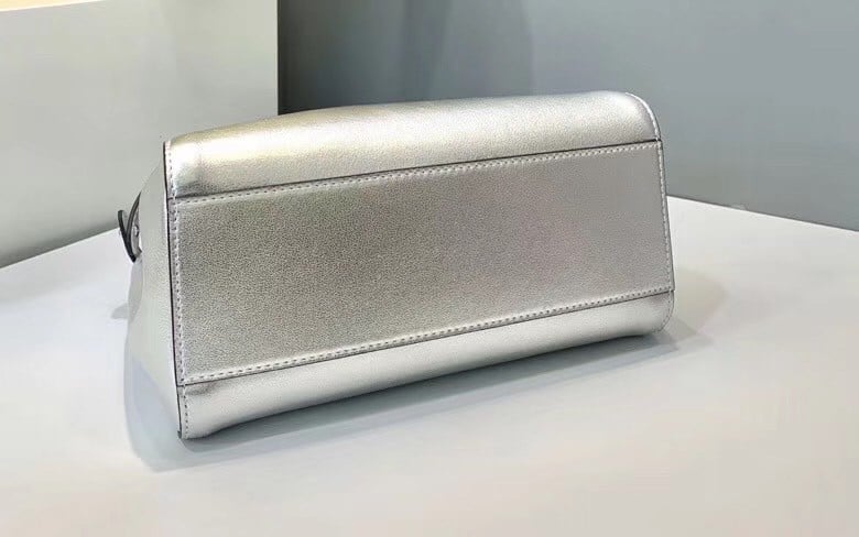 Fendi Peekaboo Mini Bag In Silver Metallic Lambskin