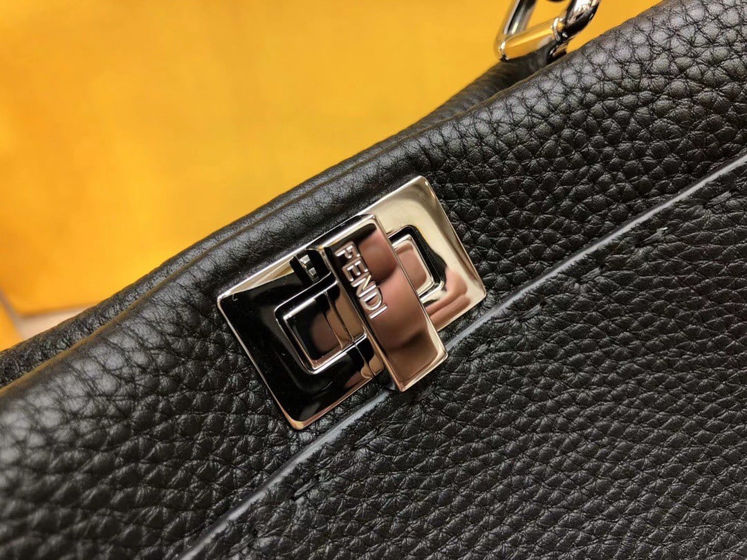 Fendi Peekaboo Mini Selleria Bag In Black Romano Leather