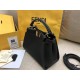 Fendi Peekaboo Mini Selleria Bag In Black Romano Leather