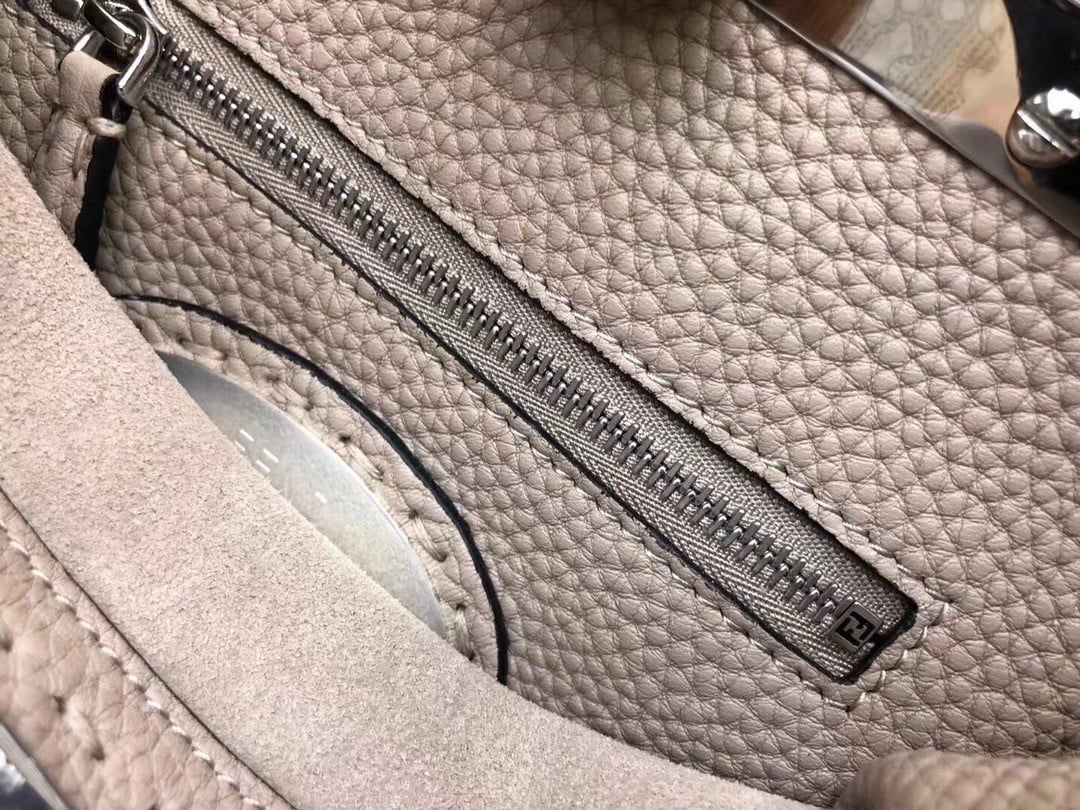 Fendi Peekaboo Mini Selleria Grey Bag with Python Leather Handle