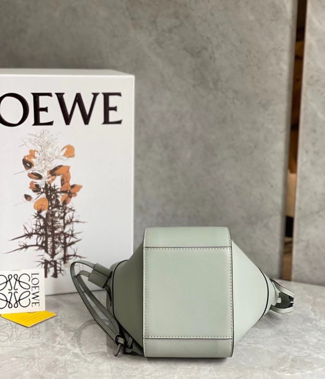 Loewe Mini Hammock Drawstring Bag In Ash Grey Calfskin