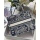 Dior Small Book Tote Bag In Blue Toile de Jouy Reverse Embroidery