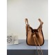 Loewe Mini Hammock Drawstring Bag In Brown Grained Leather