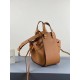 Loewe Mini Hammock Drawstring Bag In Brown Grained Leather