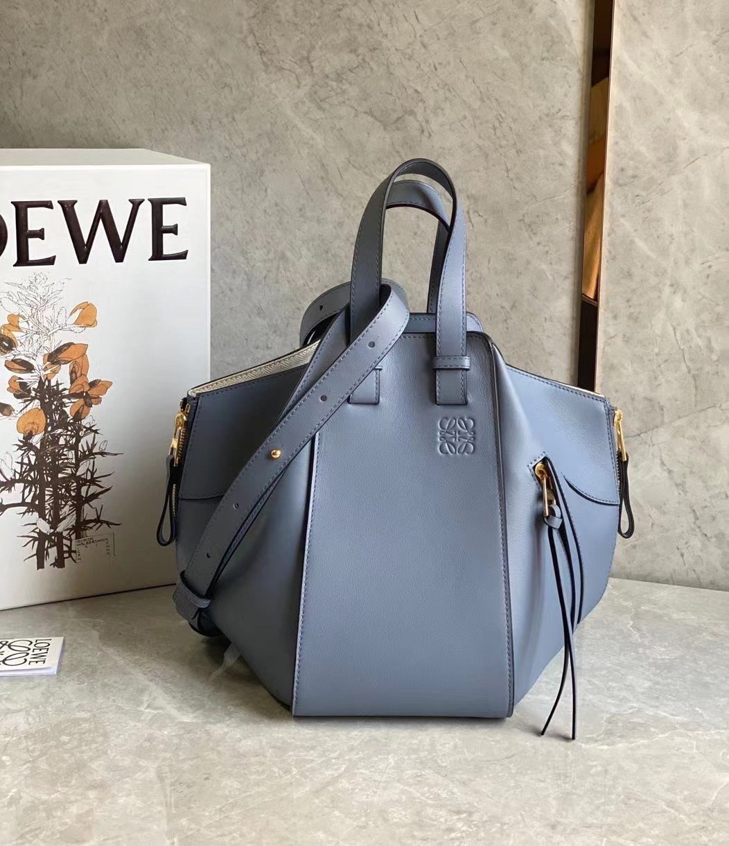 Loewe Small Hammock Bag In Atlantic Blue Calfskin