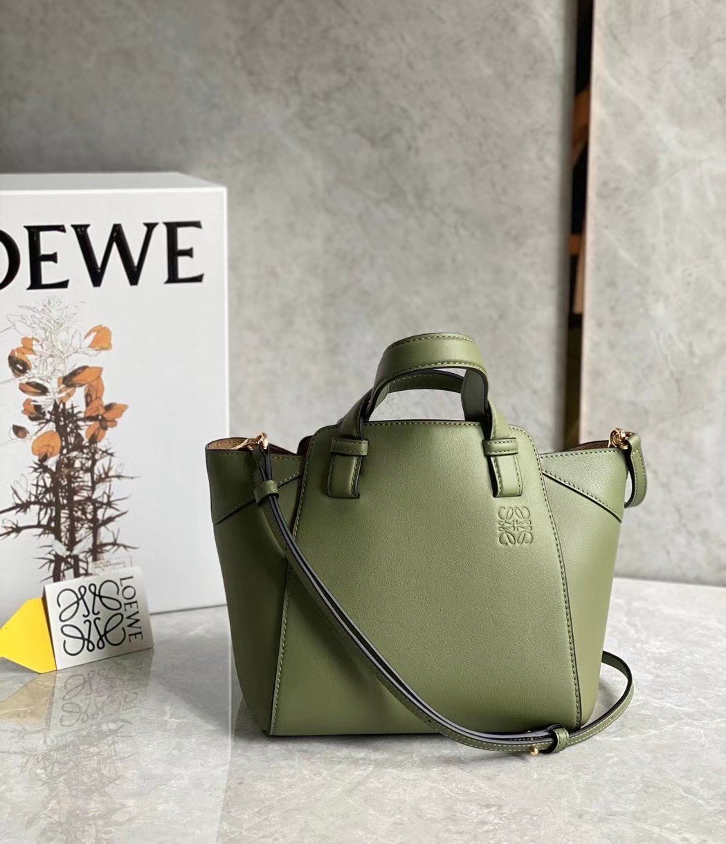 Loewe Hammock Nugget Bag In Avocado Green Calfskin