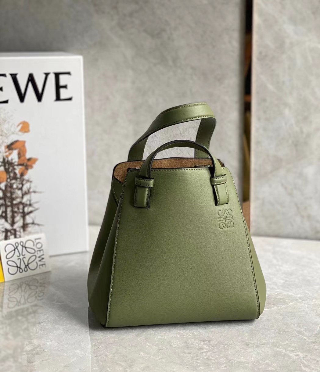 Loewe Hammock Nugget Bag In Avocado Green Calfskin