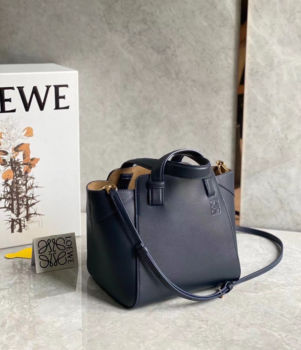 Loewe Hammock Nugget Bag In Navy Blue Calfskin