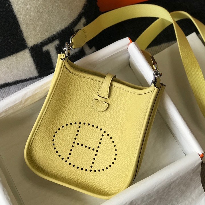 Hermes Evelyne III Mini Bag In Jaune Poussin Clemence Leather