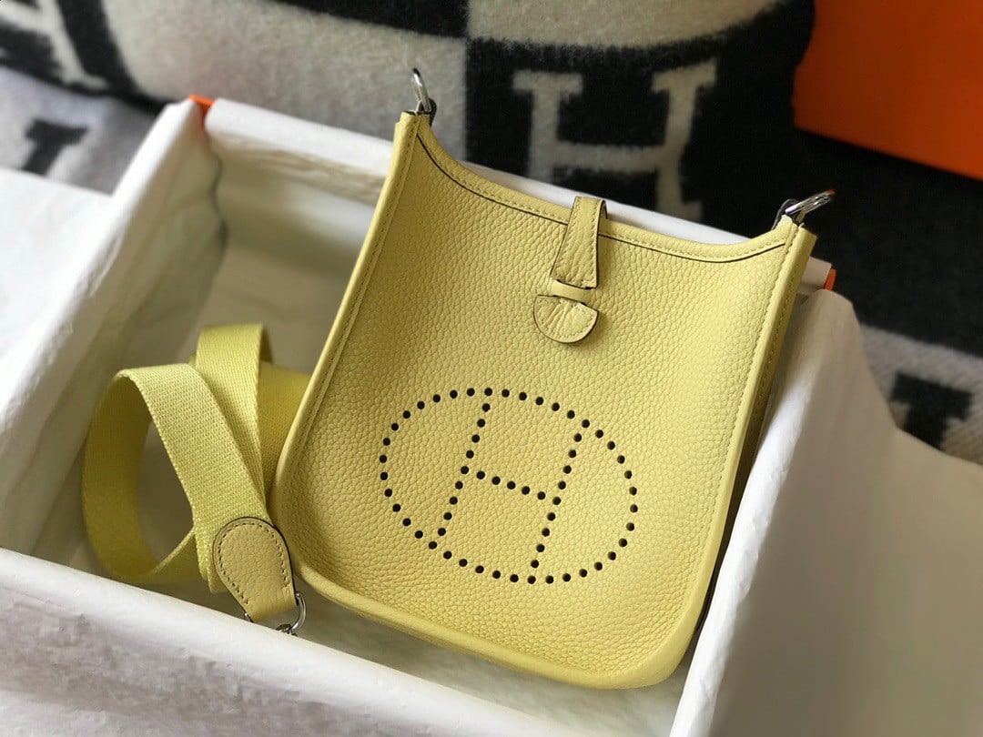 Hermes Evelyne III Mini Bag In Jaune Poussin Clemence Leather