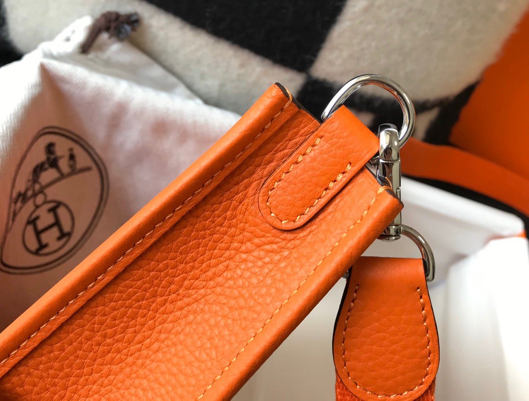 Hermes Evelyne III Mini Bag In Orange Clemence Leather