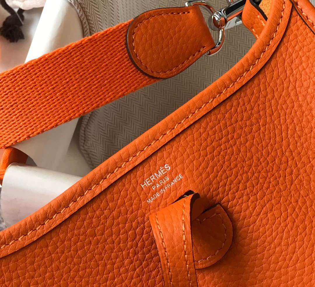 Hermes Evelyne III Mini Bag In Orange Clemence Leather