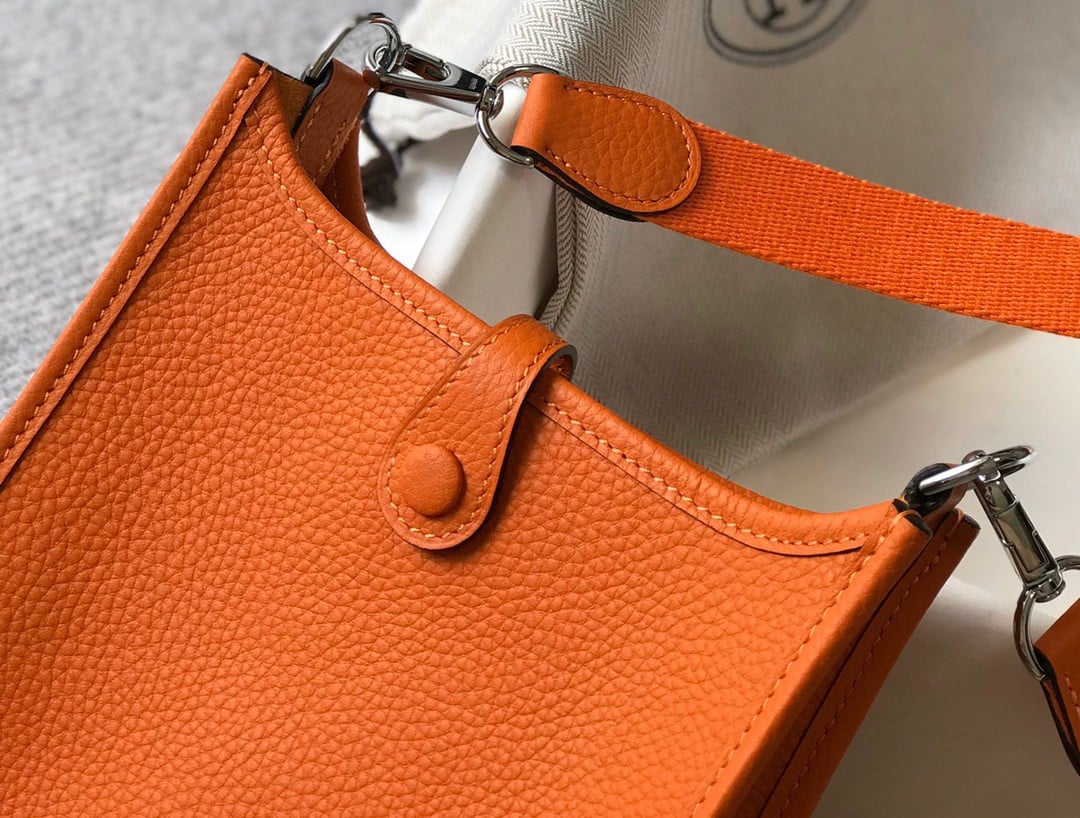 Hermes Evelyne III Mini Bag In Orange Clemence Leather