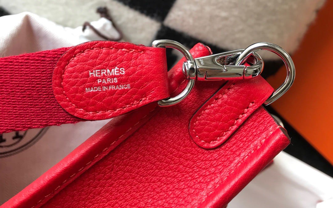 Hermes Evelyne III Mini Bag In Red Clemence Leather