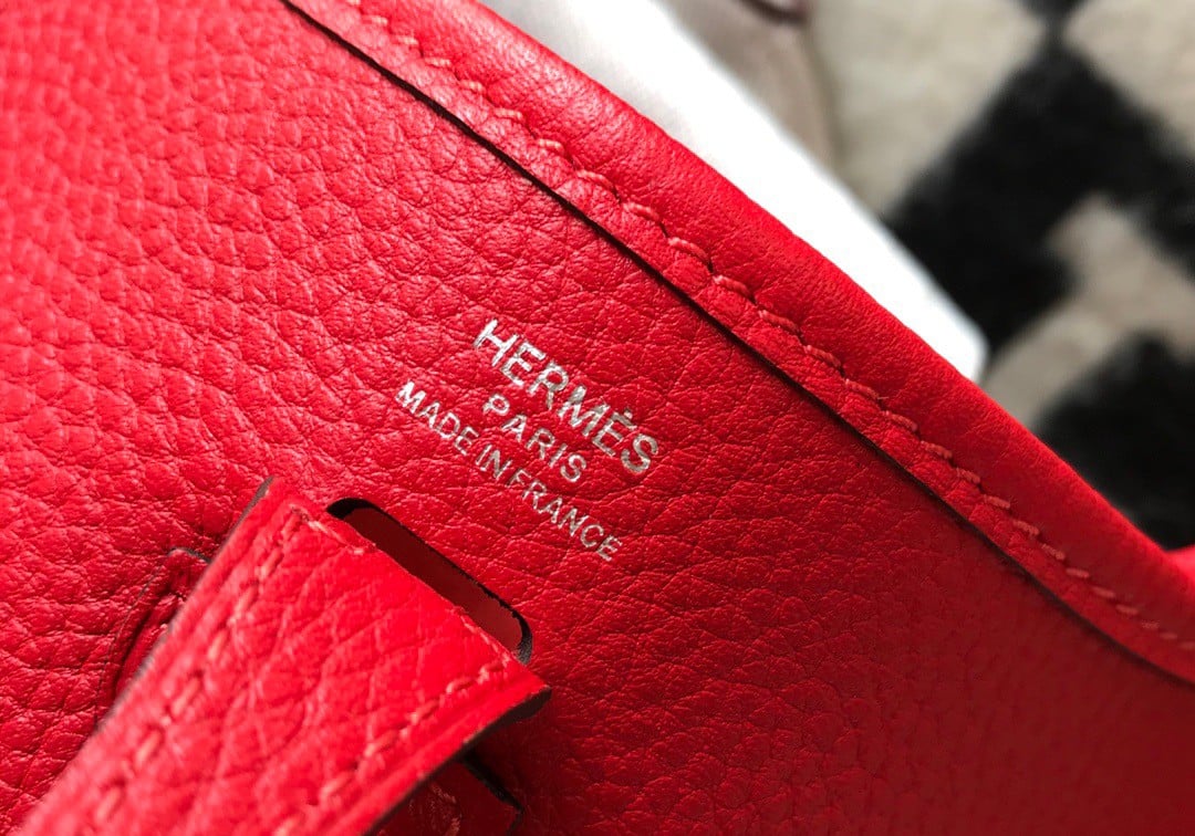 Hermes Evelyne III Mini Bag In Red Clemence Leather