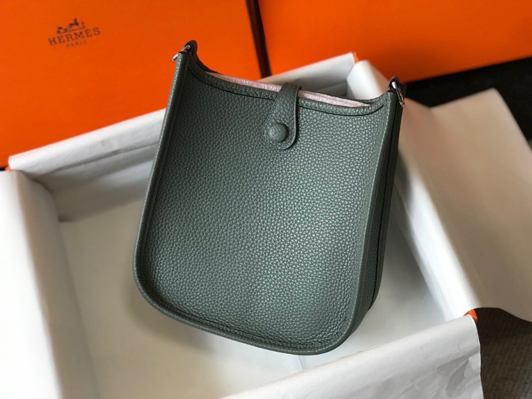 Hermes Evelyne III Mini Bag In Vert Amande Clemence Leather