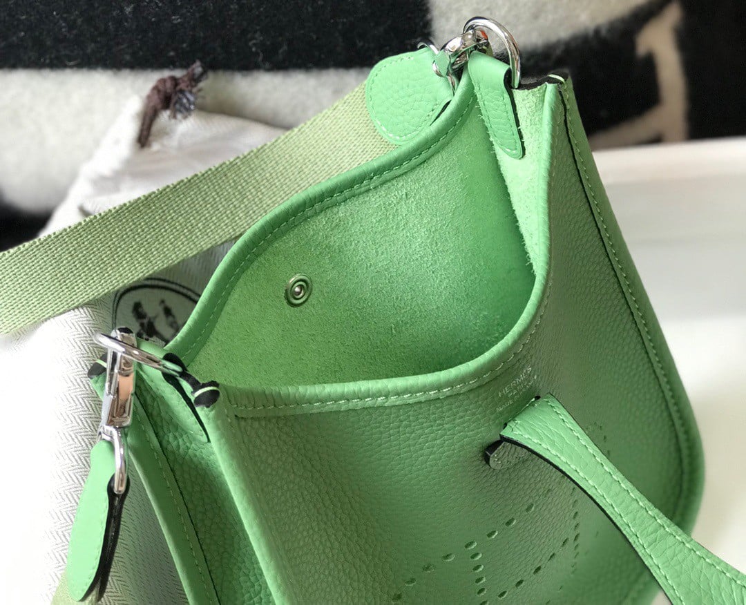 Hermes Evelyne III Mini Bag In Vert Criquet Clemence Leather