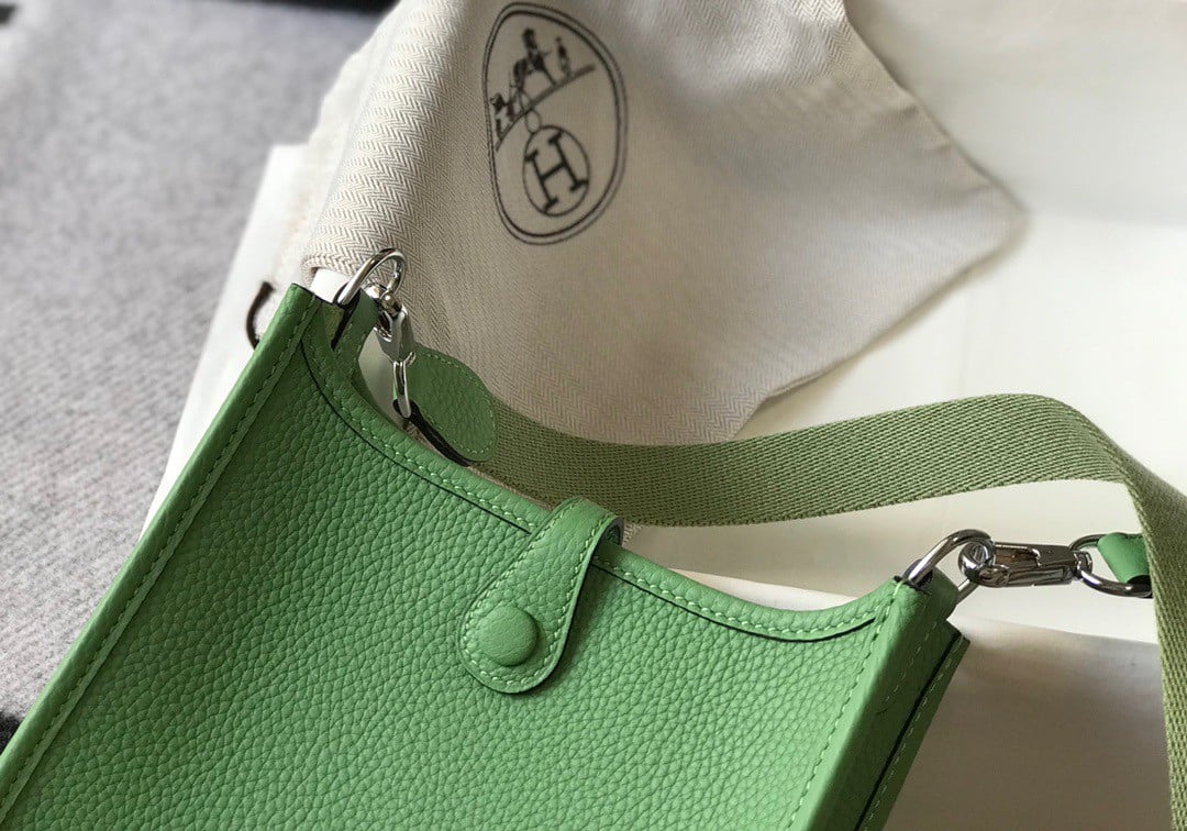 Hermes Evelyne III Mini Bag In Vert Criquet Clemence Leather