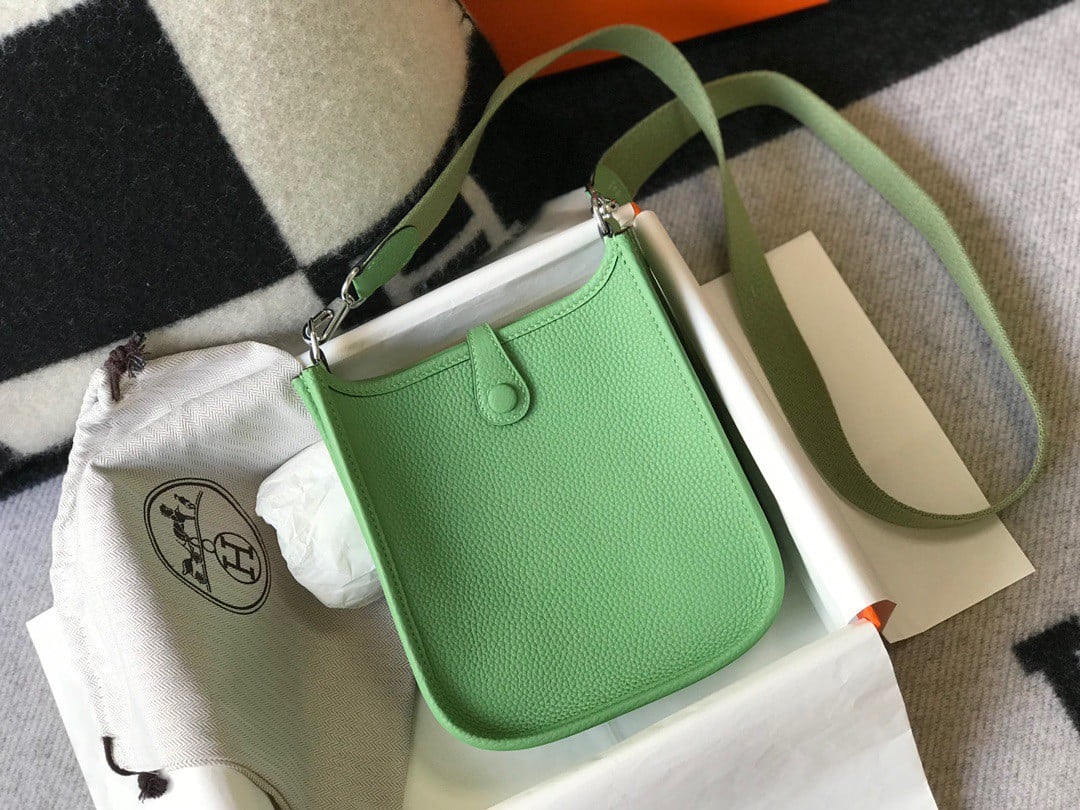 Hermes Evelyne III Mini Bag In Vert Criquet Clemence Leather