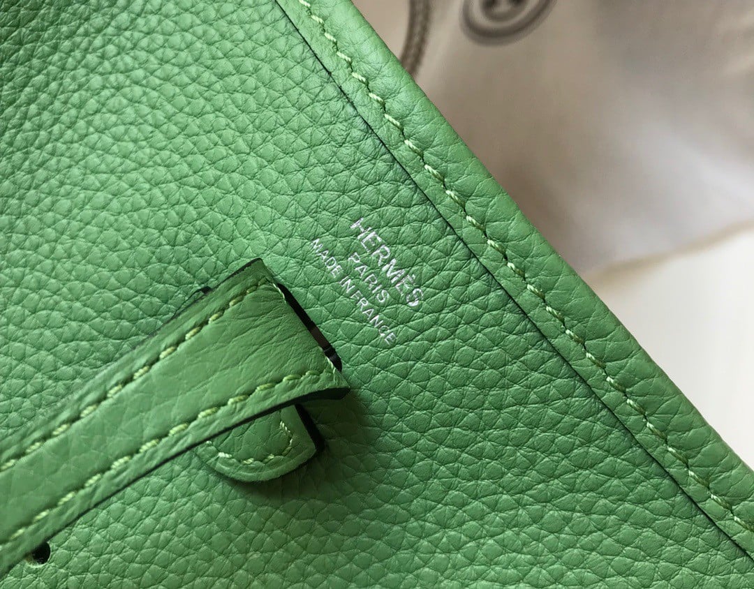 Hermes Evelyne III Mini Bag In Vert Criquet Clemence Leather