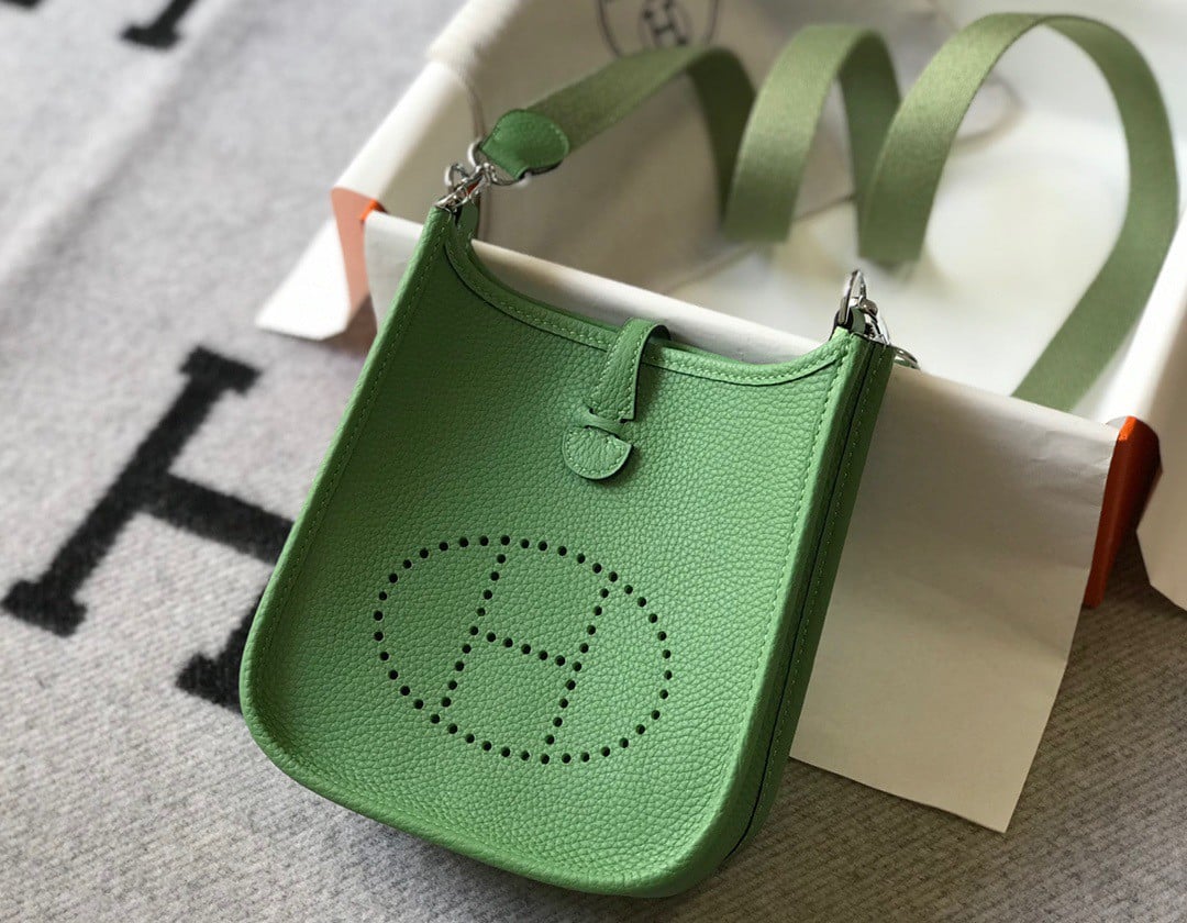 Hermes Evelyne III Mini Bag In Vert Criquet Clemence Leather