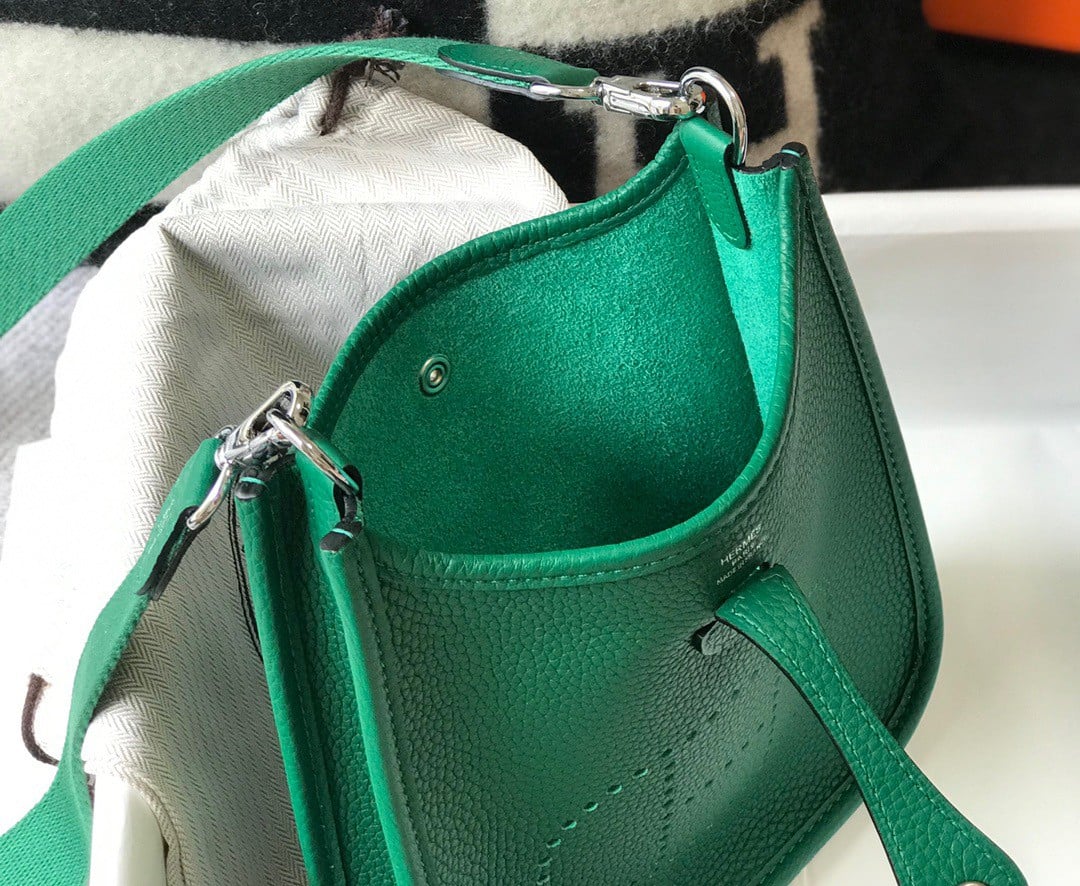 Hermes Evelyne III Mini Bag In Vert Vertigo Clemence Leather