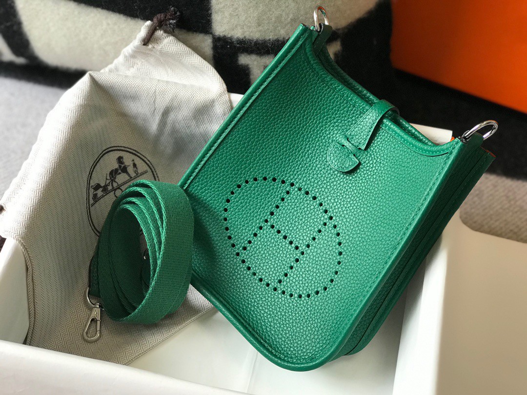 Hermes Evelyne III Mini Bag In Vert Vertigo Clemence Leather