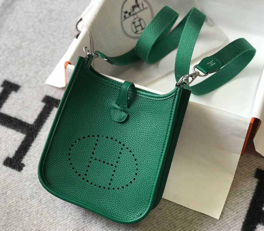 Hermes Evelyne III Mini Bag In Vert Vertigo Clemence Leather