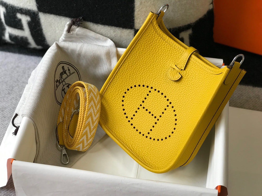 Hermes Evelyne III Mini Bag In Yellow Clemence Leather