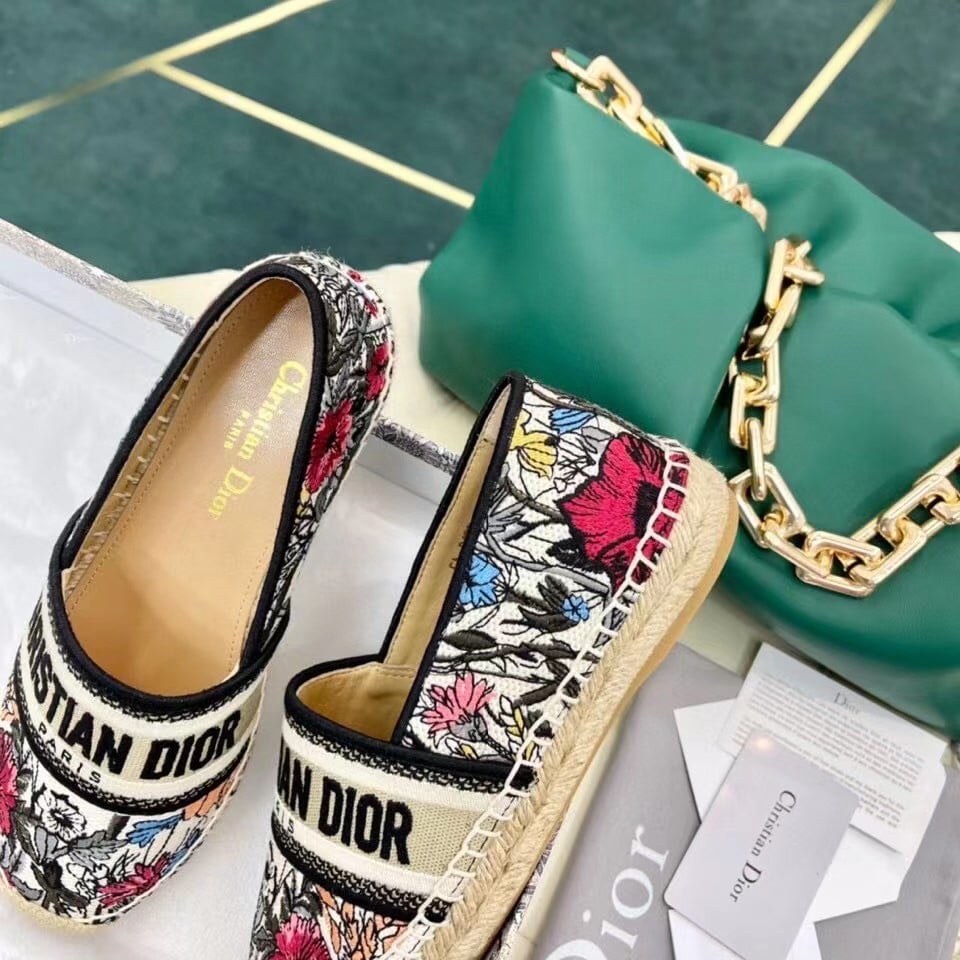 Dior Granville Espadrilles In Mille Fleurs Embroidered Cotton