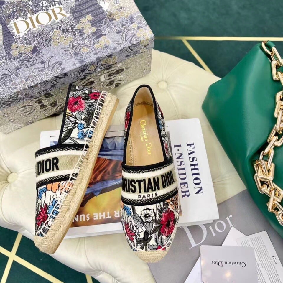 Dior Granville Espadrilles In Mille Fleurs Embroidered Cotton