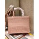 Dior Medium Book Tote Bag In Pink Cannage Embroidered Canvas