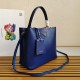 Prada Large Panier Bag In Blue Saffiano Leather