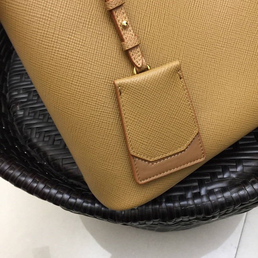 Prada Large Panier Bag In Brown Saffiano Leather