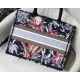 Dior Medium Book Tote In Black Camouflage With Multicolored Flowers