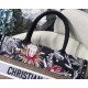 Dior Medium Book Tote In Black Camouflage With Multicolored Flowers