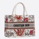 Dior Medium Book Tote In White Camouflage With Multicolored Flowers