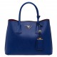 Prada Double Medium Tote Bag In Blue Saffiano Leather