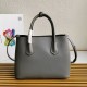 Prada Double Medium Tote Bag In Grey Saffiano Leather