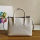 Prada Double Medium Tote Bag In White Saffiano Leather