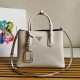 Prada Double Medium Tote Bag In White Saffiano Leather