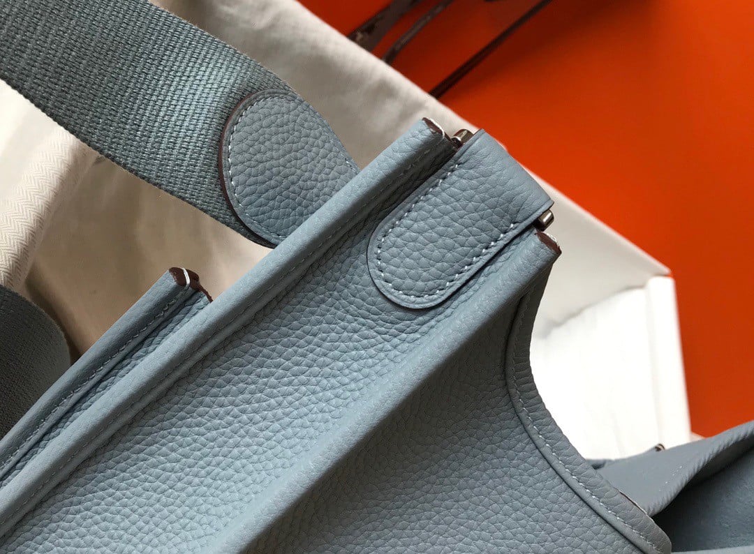 Hermes Evelyne III 29 Bag In Blue Lin Clemence Leather