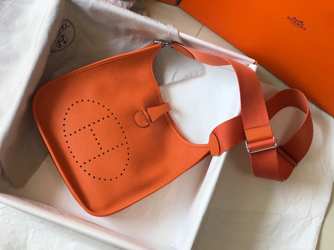 Hermes Evelyne III 29 Bag In Orange Clemence Leather