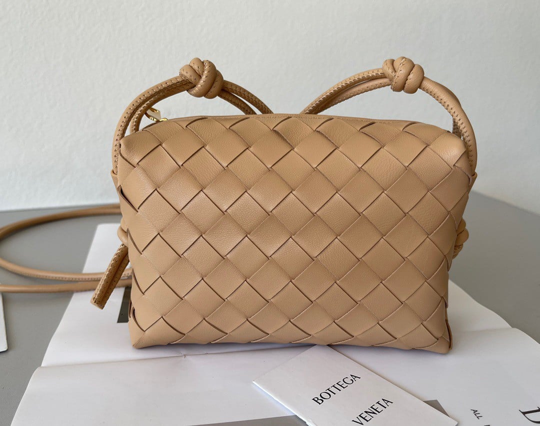 Bottega Veneta Loop Mini Bag In Almond Intrecciato Lambskin