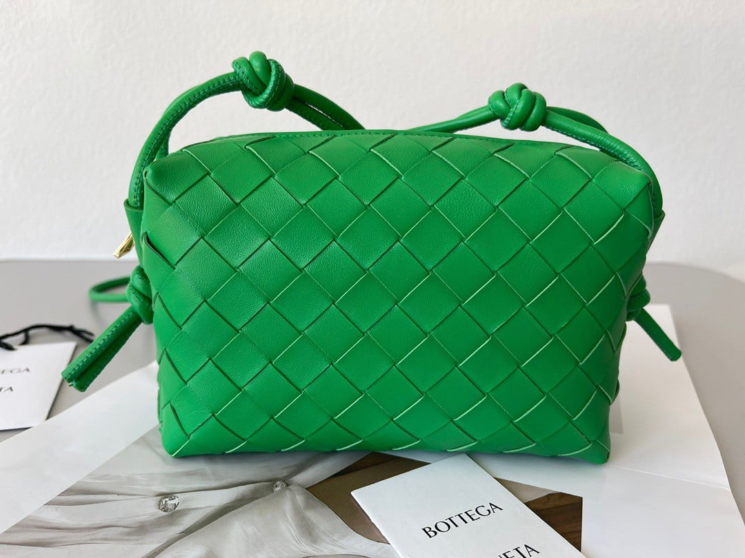 Bottega Veneta Loop Mini Bag In Green Intrecciato Lambskin