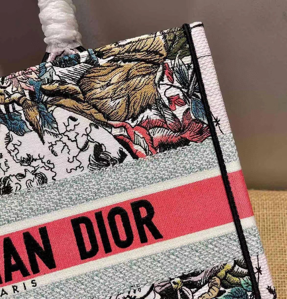 Dior Medium Book Tote Bag In Multicolor Dior Constellation Embroidery