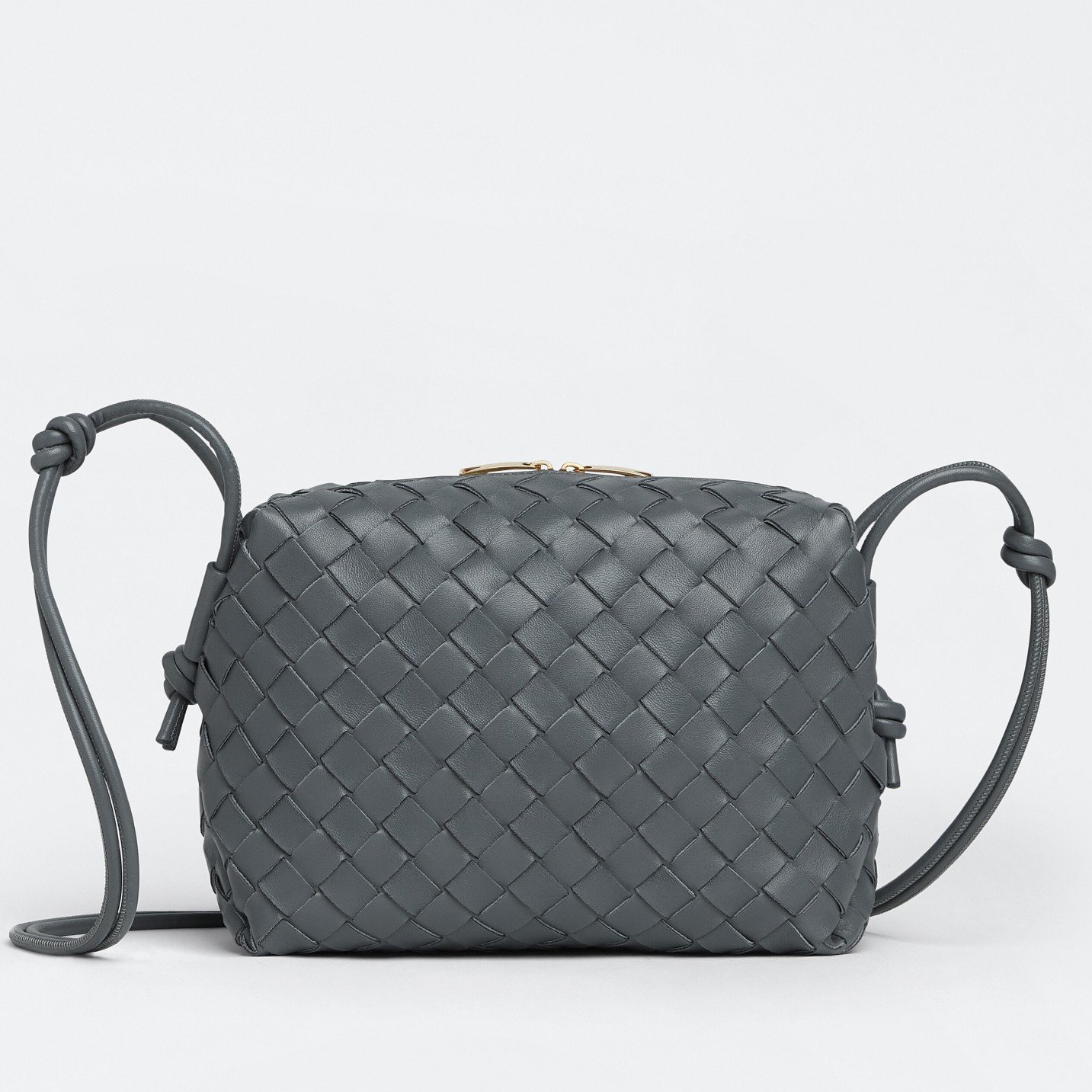 Bottega Veneta Loop Small Bag In Grey Intrecciato Lambskin