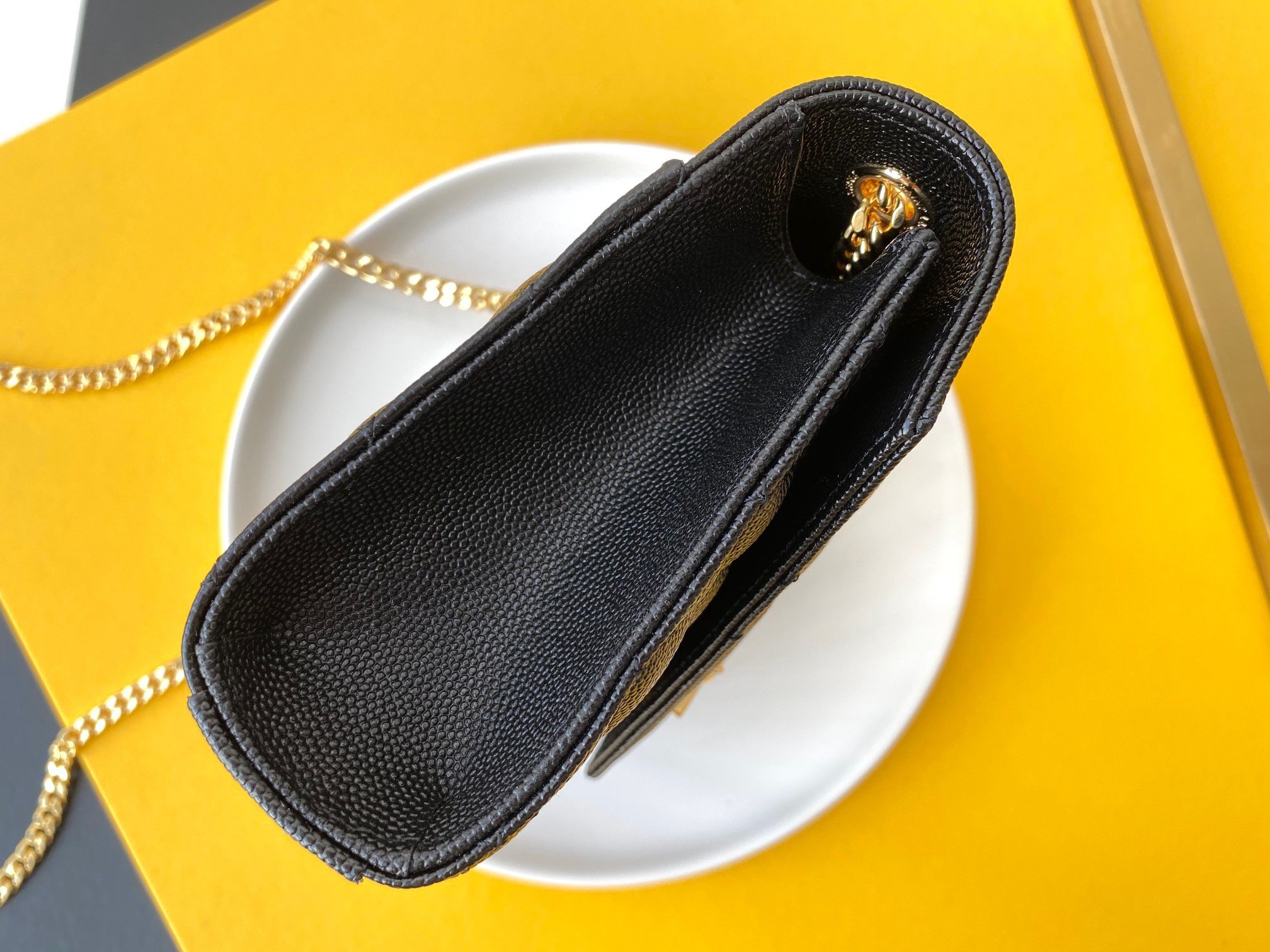 Saint Laurent Envelope Small Bag In Black Matelasse Grained Leather